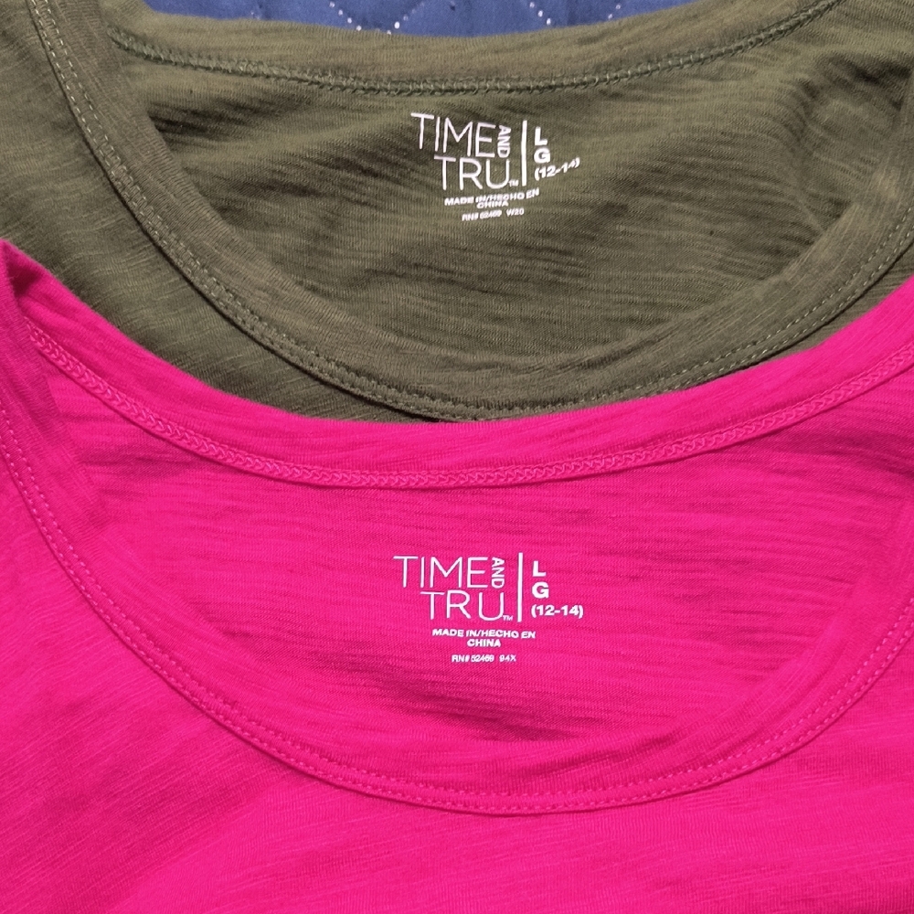 Time and Tru Pink and Green Tops - Picture 3 of 5